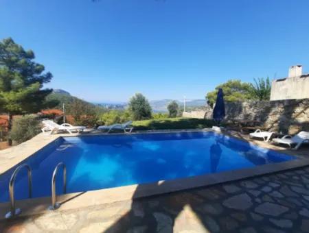 Muğla Dalyan Gökbelde Sea And Lake View, Swimming Pool, Furnished Stone House For Rent