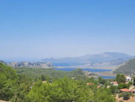 Dalyan Gökbelde Lake And Sea View Detached Title Deed For Sale 82 M2 Land For Sale